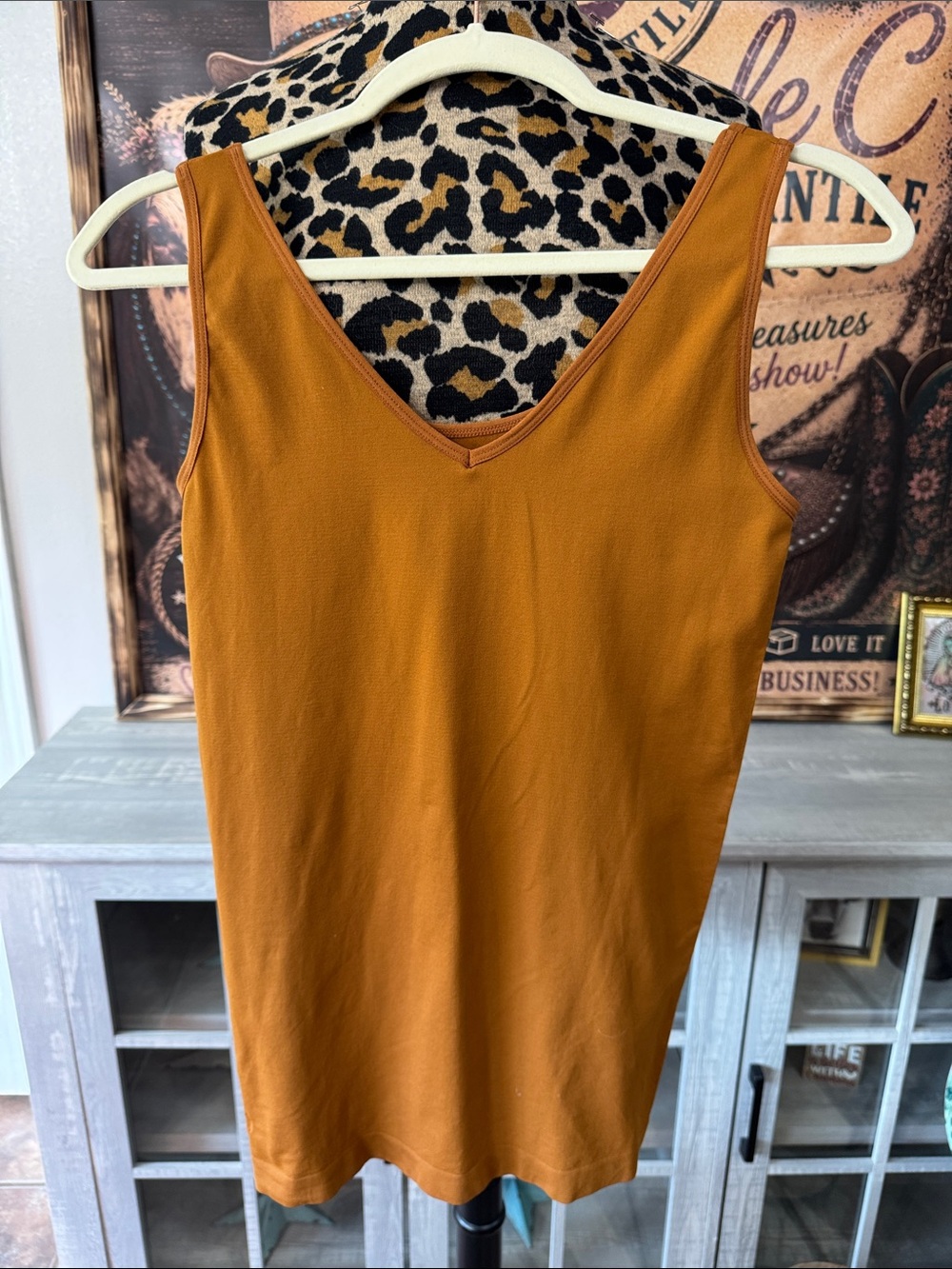 Velete Plus Women's 2Way Stretch Tank Top - Rust Sz Plus